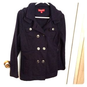 Navy Hooded pea coat style jacket